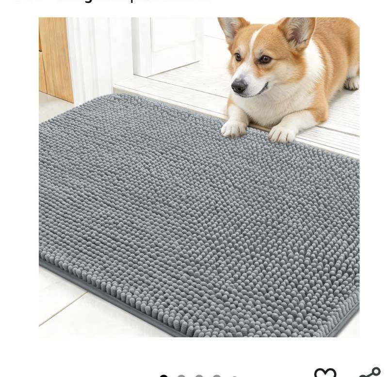 lot 1450 image: OLANLY Dog Door Mat for Muddy Paws 24x16, Absorbs Moisture and Dirt, Absorbent Non-Slip