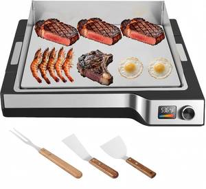 lot 11801 image: Electric Griddle 14 Indoor Grill, 536 F, 5mm SS Plates, Nonstick Flat Top