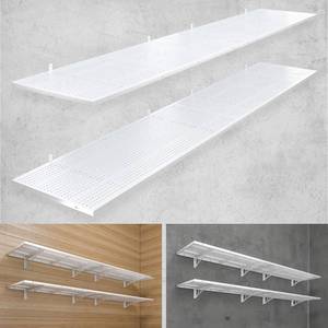 lot 11816 image: 4-Pack 1.5x4ft Heavy-Duty Garage Wall Shelving, 1000 lb Capacity, White