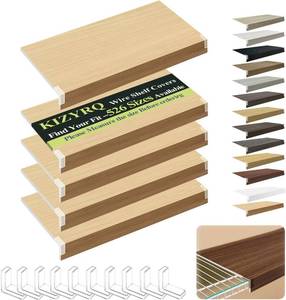 lot 11817 image: 5 Pack Wire Shelf Covers 42x12x2in, Moisture-Resistant PVC Liners, Wood