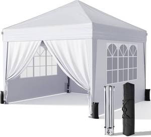 lot 11820 image: Driftalia 10x10 Pop Up Canopy Tent with Sidewalls, Instant Setup, White