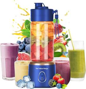 lot 11845 image: Portable Glass Blender Cup 500ml USB Mini Juicer for Shakes, 12 Blades Blue