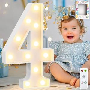 lot 11867 image: Pooqla 12.6 in Giant Marquee Number 4 with Birthday Music Remote, Light Up