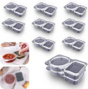 lot 11875 image: VOUKEN 2-Pack Double-Compartment Condiment Containers with Lids