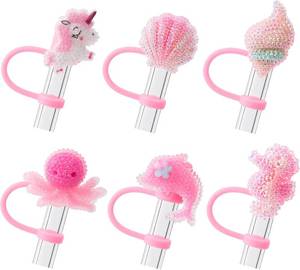lot 11877 image: 6Pcs Marine Animal Glitter Cap Covers for Stanley Cup 40oz30oz, 10mm Toppers 3p