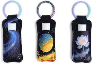 lot 11887 image: Lip Balm Holder Keychain, Chapstick Holder, Black with Snap Hook 2pack