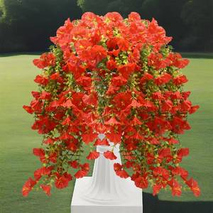 lot 11907 image: Musdoney 4PCS Artificial Hanging Flowers - Morning Glory Vines Decor (Red)