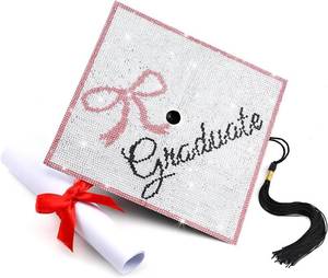 lot 11910 image: Knitgrip Graduation Cap Decoration Kit Pink Bow Diamond Grad Topper for Her