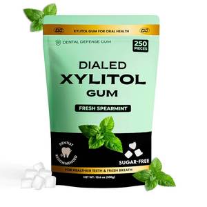 lot 11920 image: Dialed Xylitol Gum (250 Pieces)  100% Xylitol  Sugar Free, Vegan