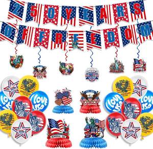 lot 11943 image: America 250th Anniversary Party Decorations Banner, Balloons, Hanging Swirls