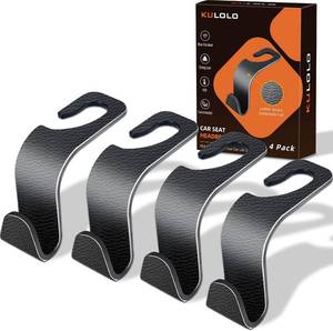 lot 11968 image: Car Seat Headrest Hook - Textured, 44 Lb Capacity, Universal Fit, Black 2pack