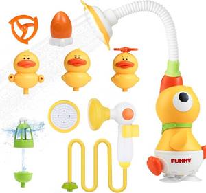 lot 12011 image: Baby Bath Sprayer Toy for Toddlers - Water Flow Rinser with 3 Ducks