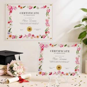 lot 12031 image: Novabright 2-Set 8.5x11 Floral Acrylic Graduation Frame - Wall Mount