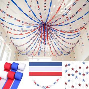 lot 12050 image: Frienda 4th of July Decor 300 Red White Blue Paper Chains, 492 ft Streamers