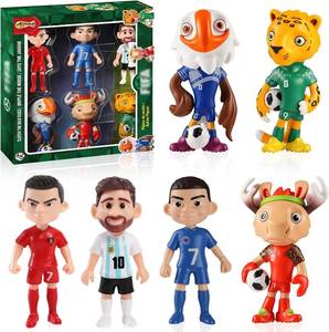 lot 12089 image: 6 Pack World Cup 2026 Mascot & Star Player Figures, 4-Inch PVC Football Toys