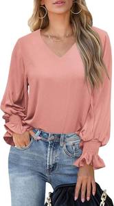 lot 12126 image: Aifer Womens Blouses V-Neck Ruffle Balloon Long Sleeve Tops Large