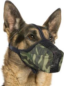 lot 12137 image: Mesh Dog Muzzle, Prevents Biting, Chewing Scavenging- Camo XL