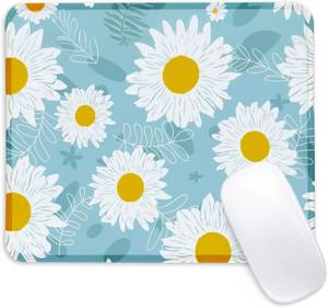 lot 12141 image: Daisy Flower Square Mouse Pad with Non-Slip Rubber Base, 9.4x7.8x0.12in