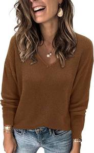 lot 12185 image: II ININ Womens Fall Sweater 2024 Long Sleeve V-Neck Oversized Pullover XL green