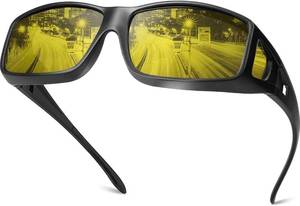 lot 12194 image: Night Vision Driving Glasses Fit Over Eyeglasses, Polarized Yellow Lens