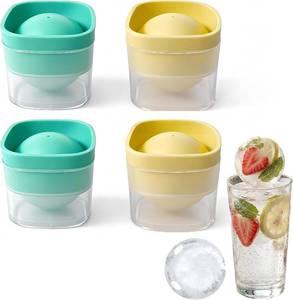 lot 12304 image: Ice Ball Maker Mold 4 Pack - 2.4-Inch Silicone Whiskey Ice Ball Molds