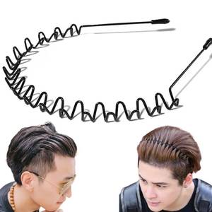 lot 12325 image: Metal Headband for Men - Zig Zag Wavy Hair Band, Non-Slip, Black 3pack