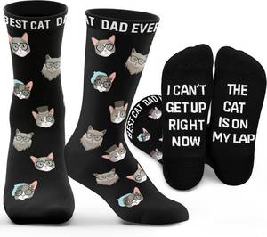 lot 12354 image: 2 Packs ZAGKOO Cat Dad Dog Dad Socks for Men & Women  Fathers Day Gift