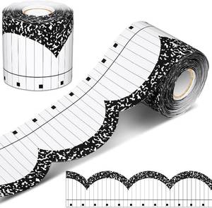 lot 12358 image: Zonon 65.6ft Composition Notebook Border   Black and White Scalloped