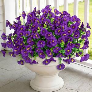 lot 12370 image: 24 Bundles Artificial Morning Glory Flowers Outdoors Purple  UV Resistant