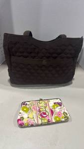 lot 1002 image: Vera Bradley espresso chocolate bag with clutch