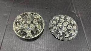 lot 1022 image: Clear glass flower arranging frogs