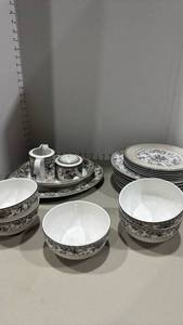 lot 1049 image: Royal Daulton studio Provence China dishes, sugar bowl lid needs repaired