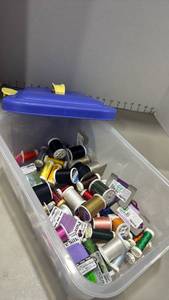 lot 1118 image: Sewing & Embroidery Thread Assortment with Sterilite  Storage Container