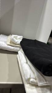 lot 1161 image: Mixed Fabric Lot White Quilted Panel White Batting Black Fabric