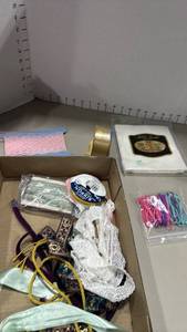 lot 1202 image: Sewing and Craft Supplies Lot with Ribbons, Lace, Thread, and Trimmings
