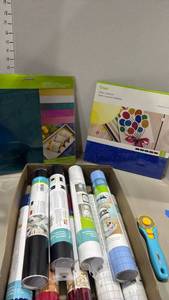 lot 1206 image: Cricut Vinyl Cardstock Glitter, Adhesive Tape Rolls Foil, Poster Board Bundle