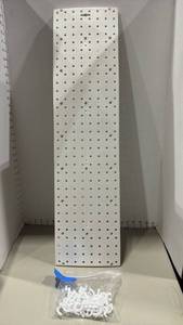 lot 1223 image: Plastic Pegboard Wall Mount Panel with Hooks 32x8