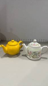 lot 1257 image: Price and Kensington and Sadler Ceramic Teapots Yellow and White with Floral Decoration