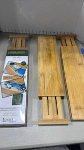 lot 1312 image: Lipper Deep Drawer Spring Loaded Dividers 3 Sets of 2 58W x 5H x 18-22d