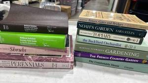 lot 1403 image: Lot of 8 Garden and Nature Books Trees, Wildflowers, Shrubs, Perennials, Topiary, Noahs Garden, Orchardist, French Country