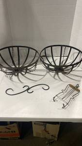 lot 2046 image: Hanging plant holders and antique canning jar lifter