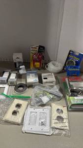 lot 2076 image: Lot of Electrical Hardware and Fixtures Switches, Outlets, Trimmer, Compass, Cable and more