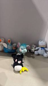 lot 2082 image: Plush Stuffed Animals Including Geese, Cat, Elephant