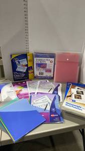 lot 2115 image: Sheet protectors, file jackets, file organizer, business cards and more