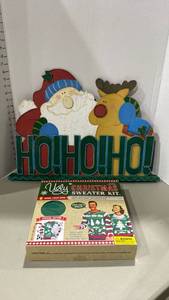 lot 2121 image: Ugly Sweater Kit and Santa sign