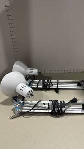 lot 2151 image: 2-Light Lamp Track Lighting System with Reflector Shades