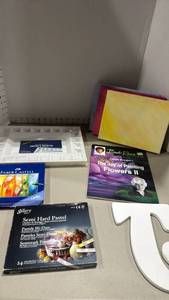 lot 2201 image: Art Supply Lot Faber-Castell Pastels, Gallery Semi-Hard pastels, started Canvas projects and more