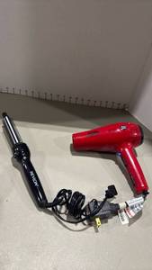 lot 2213 image: Revlon Heated Round Brush, and conair hair dryer