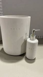lot 2236 image: Trashcan and soap dispenser