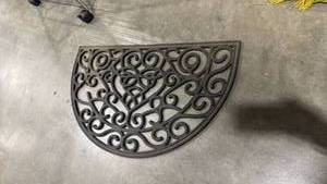 lot 2335 image: Half-Round Door Mat Scroll Pattern Dark Brown